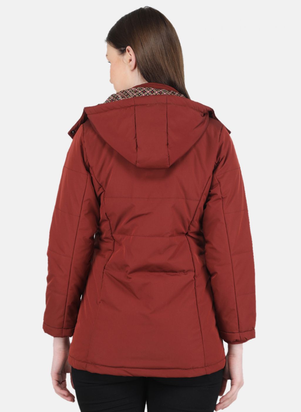 Women Orange Self Design Jacket