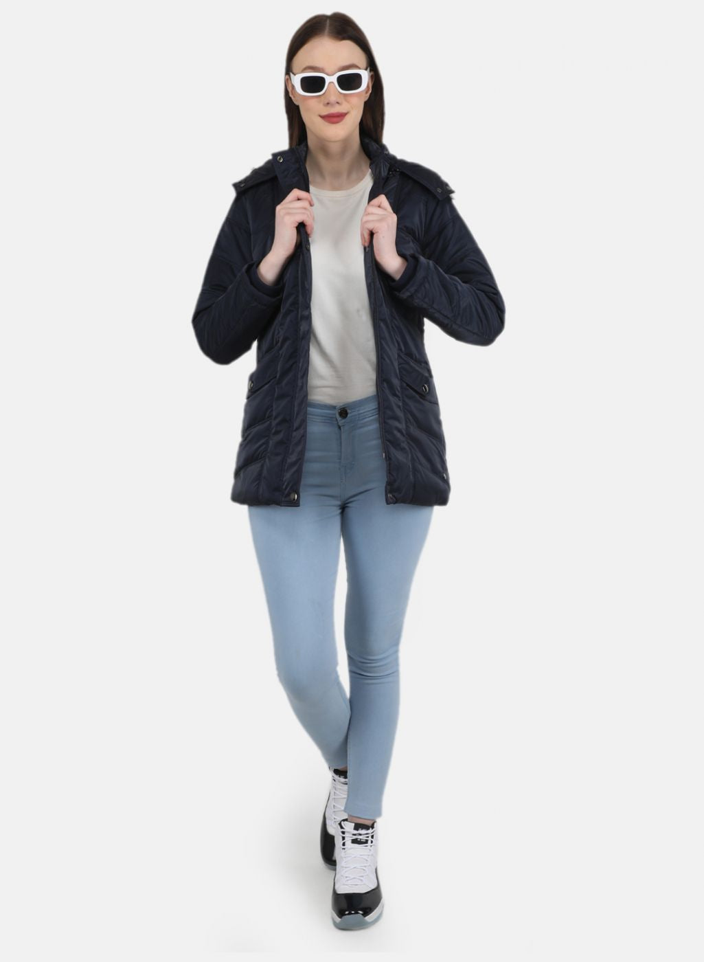 Women NAvy Blue Printed Jacket