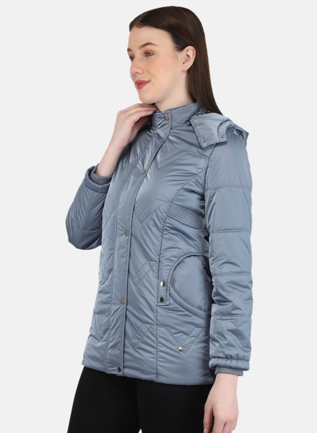 Women Grey Printed Jacket