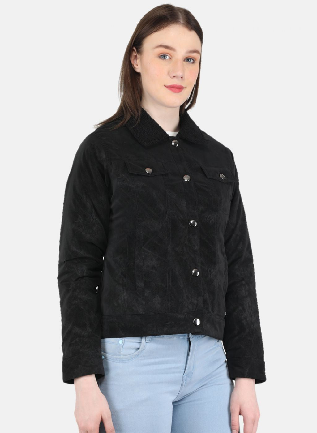 Women Black Printed Jacket