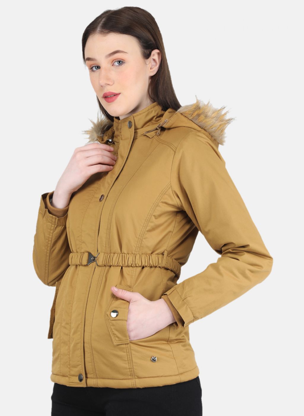 Women Mustard Solid Jacket
