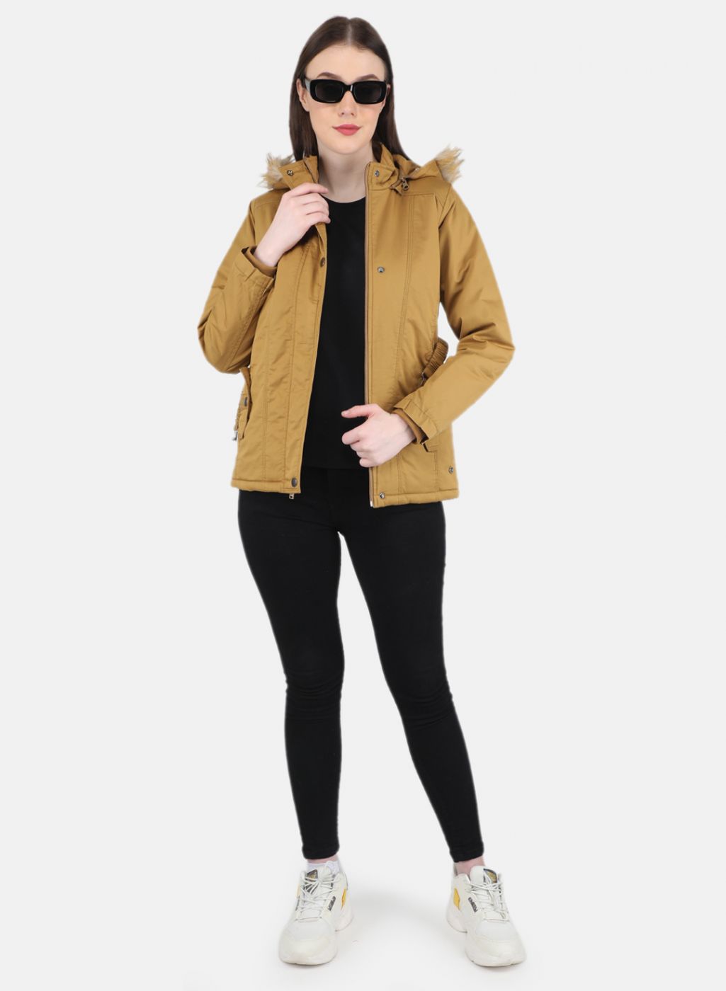 Women Mustard Solid Jacket
