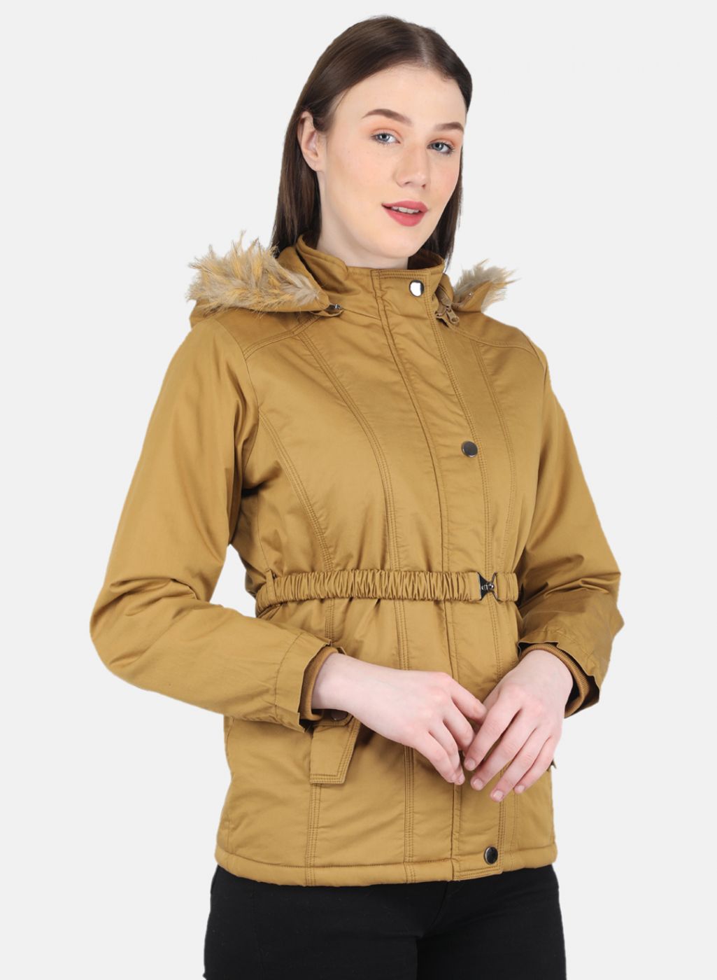 Women Mustard Solid Jacket