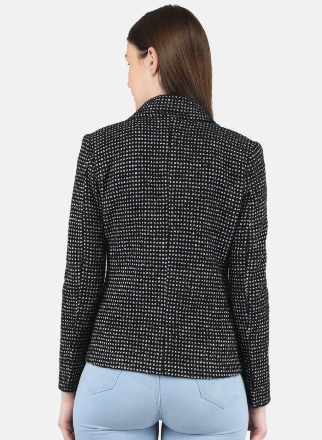 Women Black Jaquard Coat