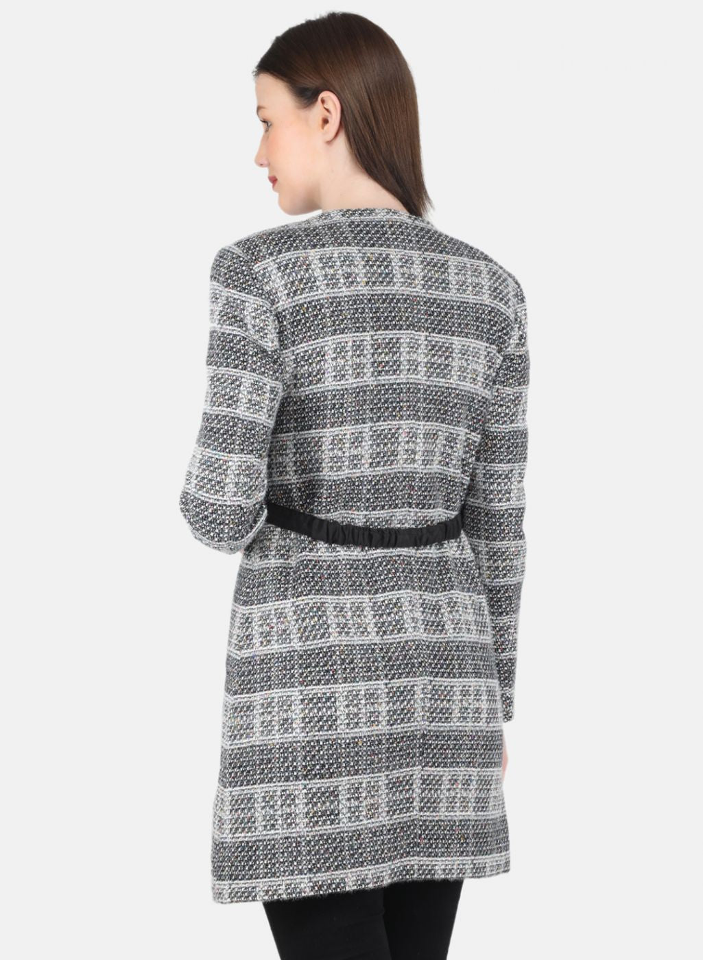 Women Black Check Coat