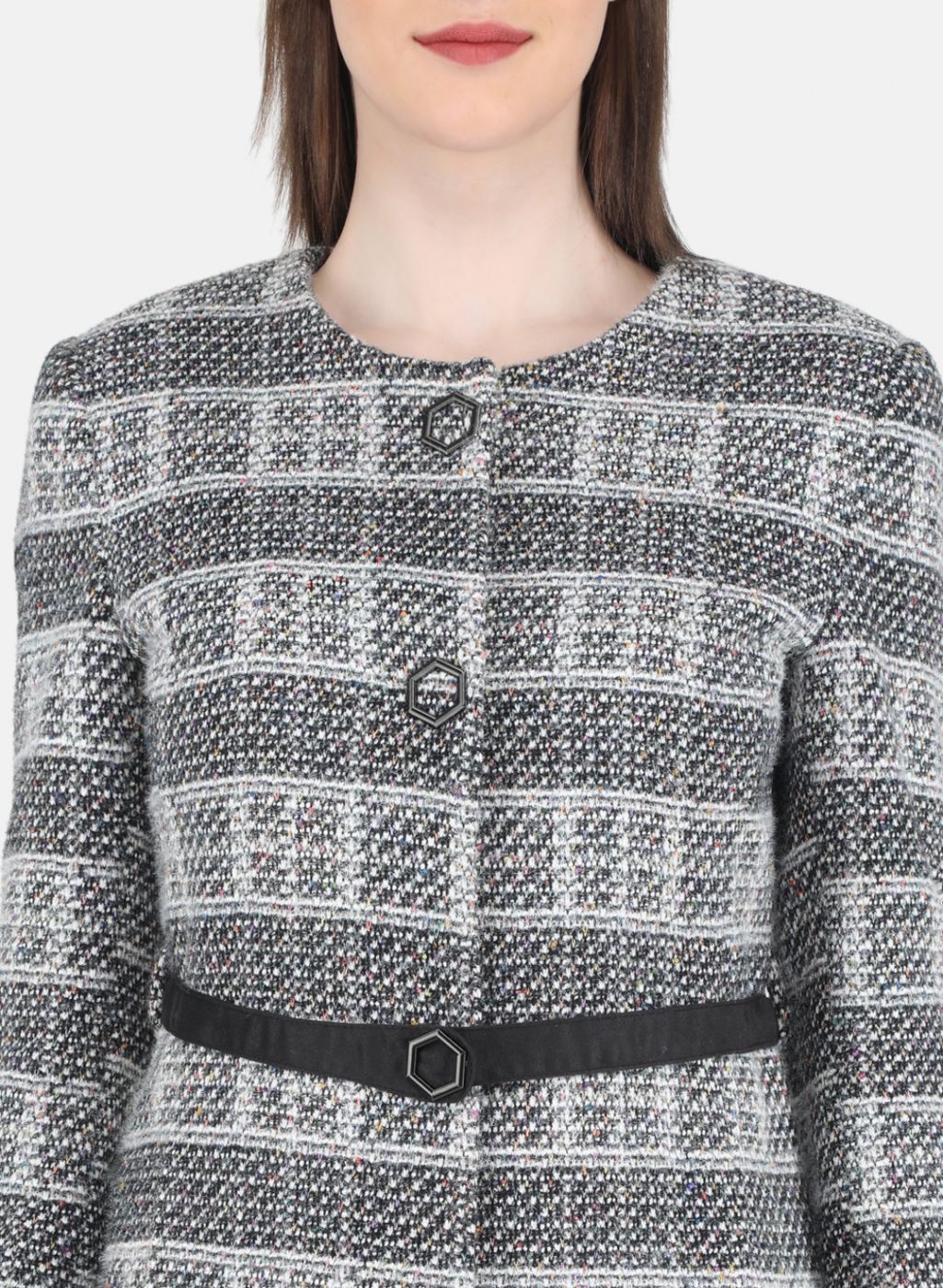 Women Black Check Coat