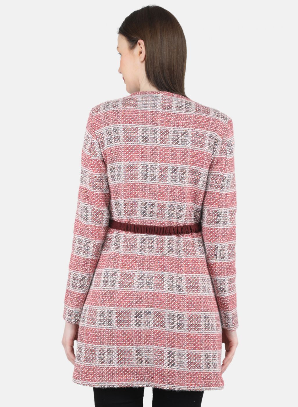 Women Pink Check Coat