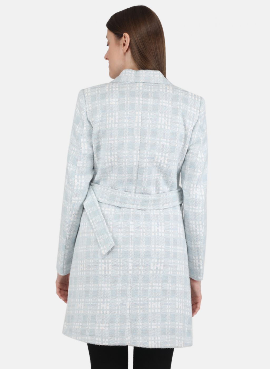 Women Sky Blue Jaquard Coat