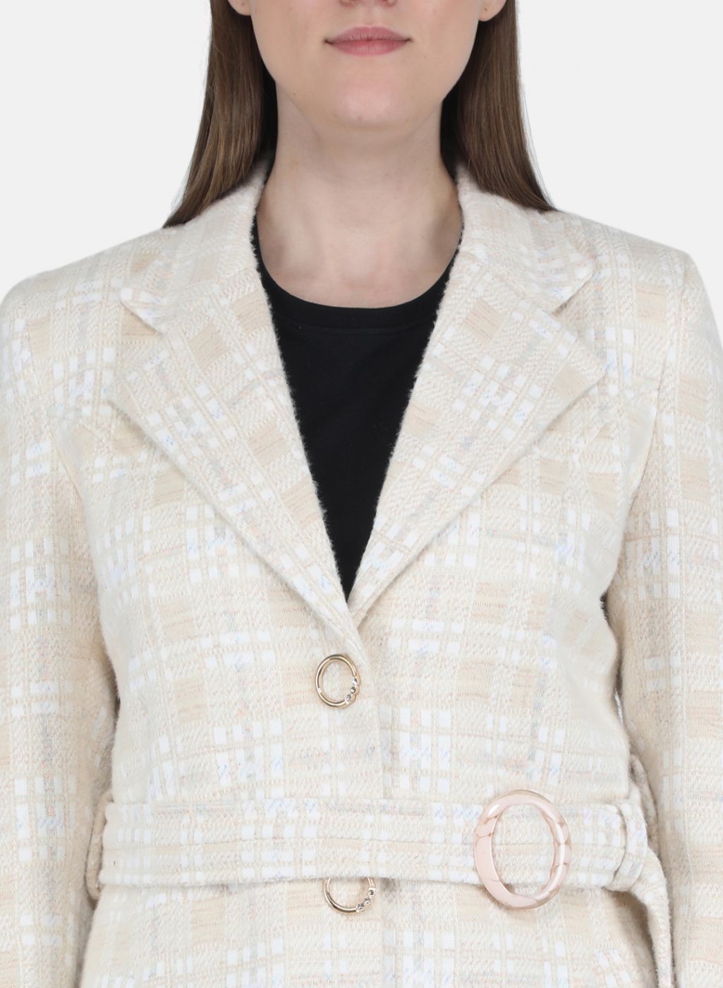 Women Beige Jaquard Coat