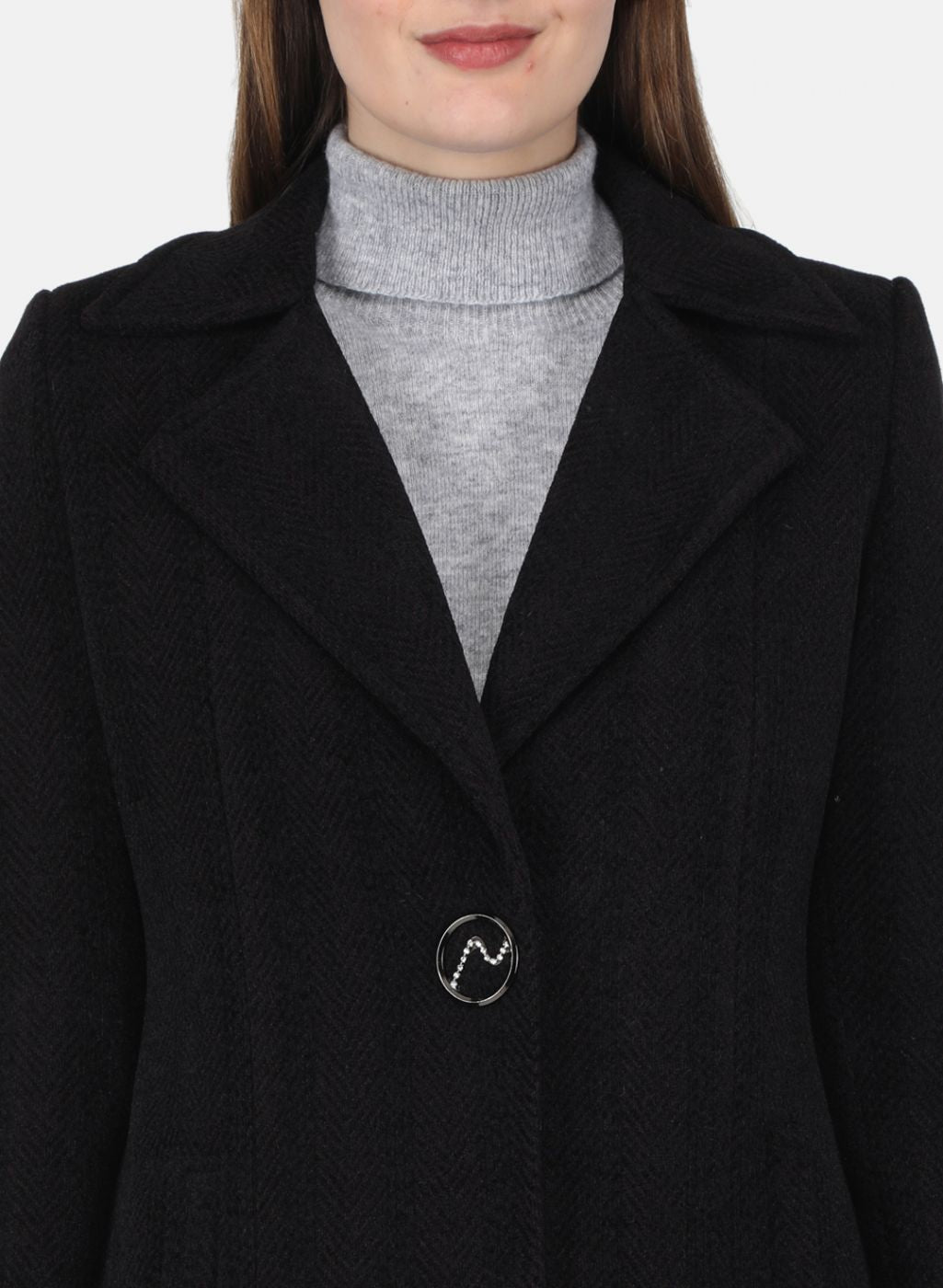 Women Black Solid Coat