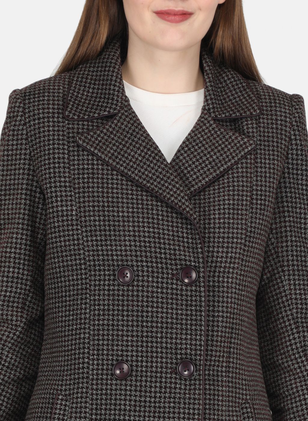 Women Grey Self design Coat