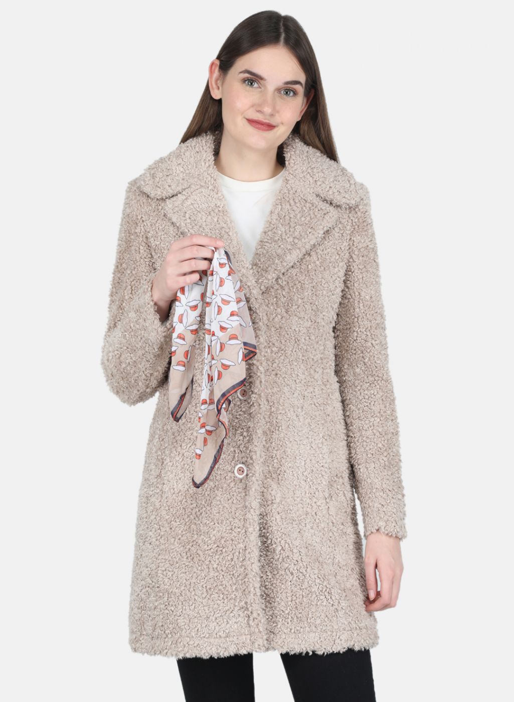 Buy Women Beige Solid Coat Online in India Monte Carlo