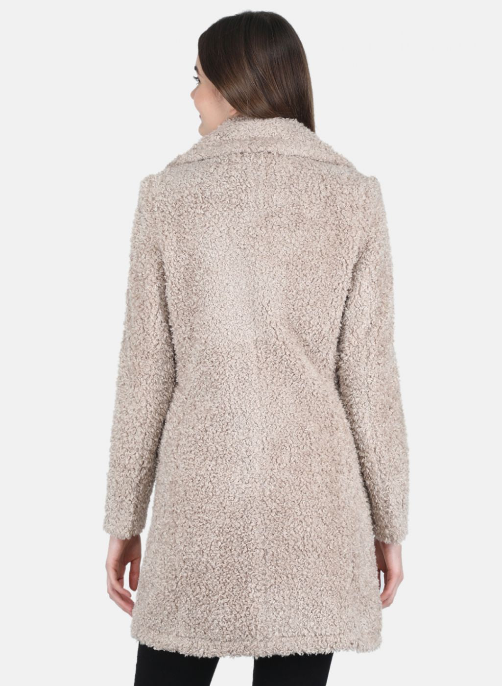 Women Beige Solid Coat