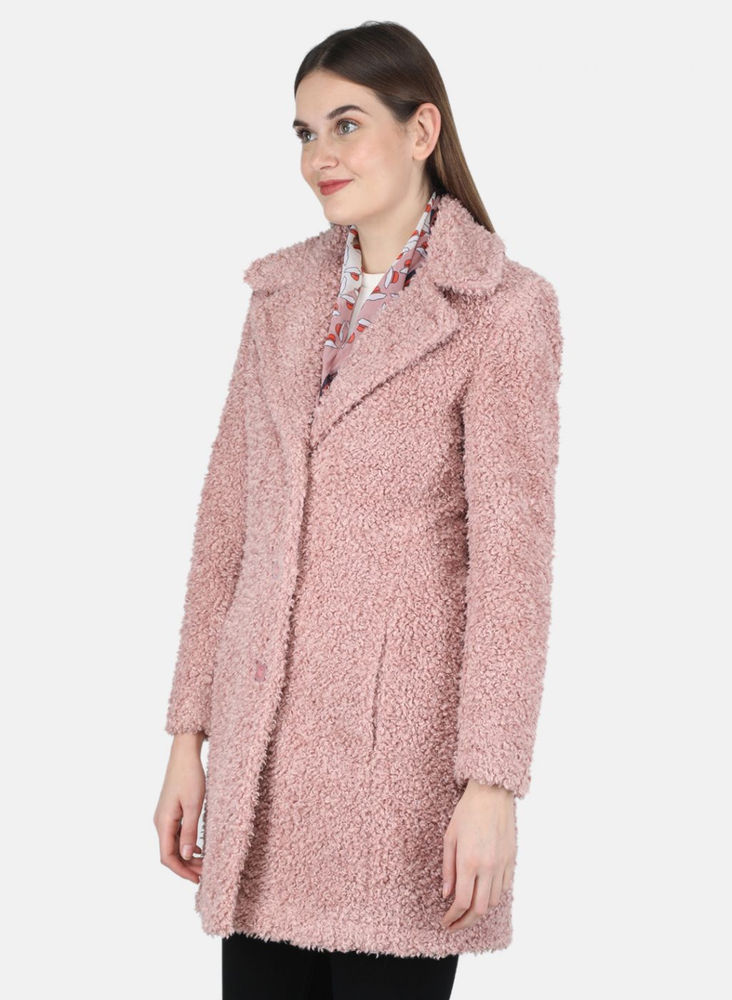 Women Pink Solid Coat