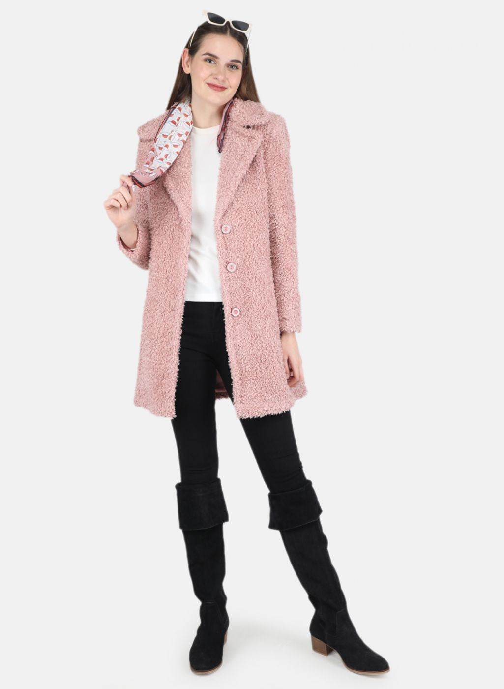 Women Pink Solid Coat