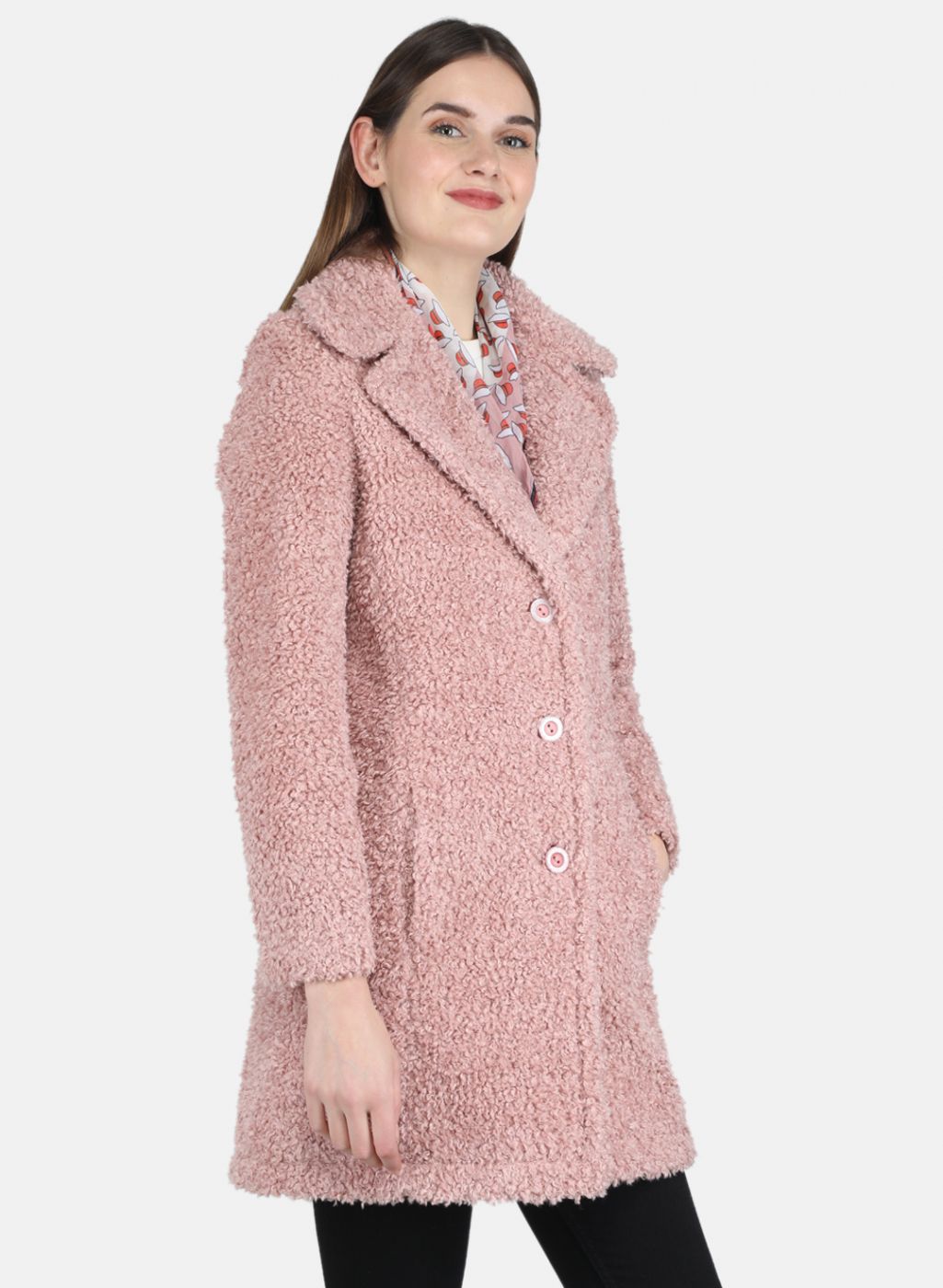 Women Pink Solid Coat