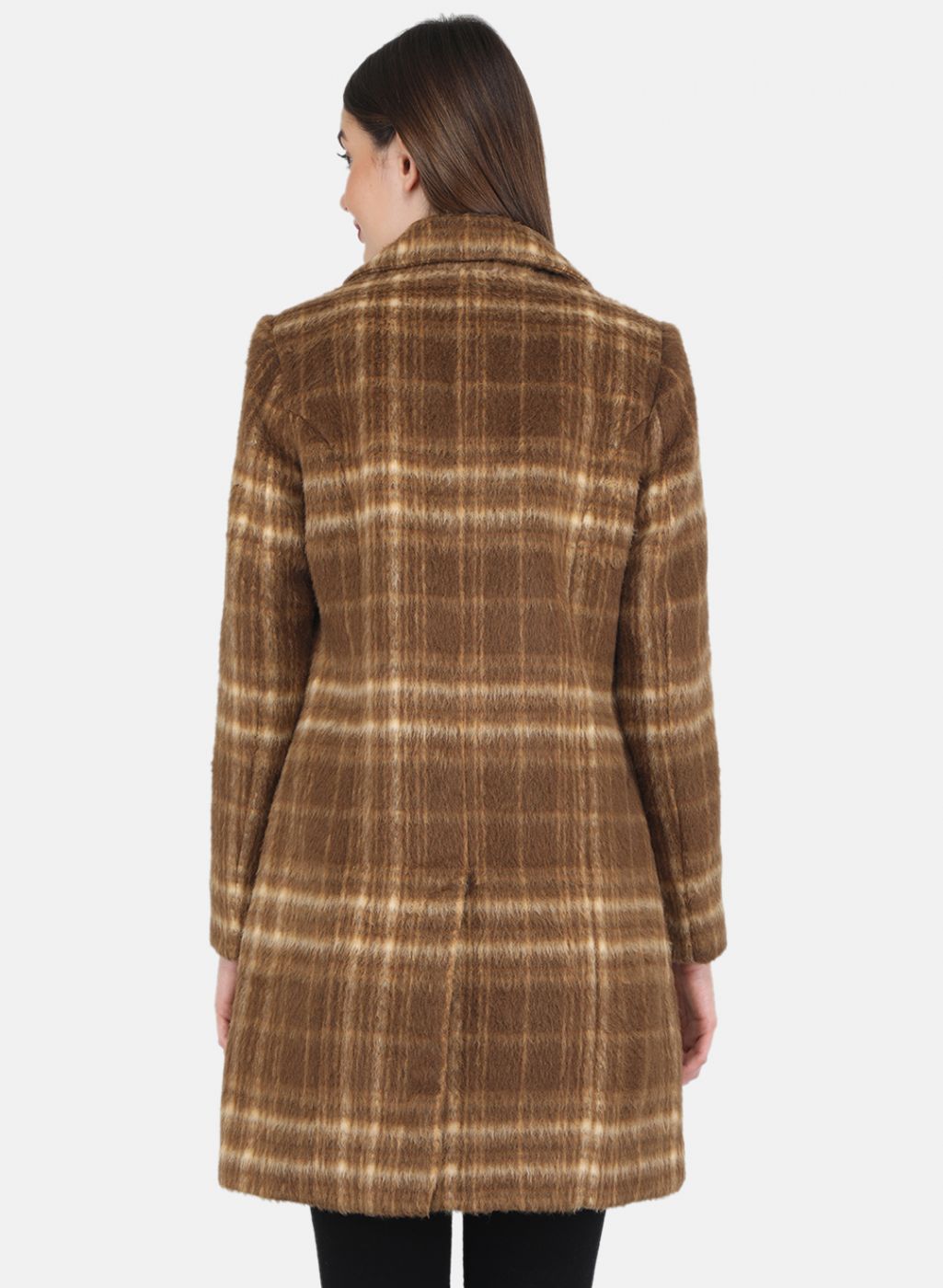 Women Brown Check Coat