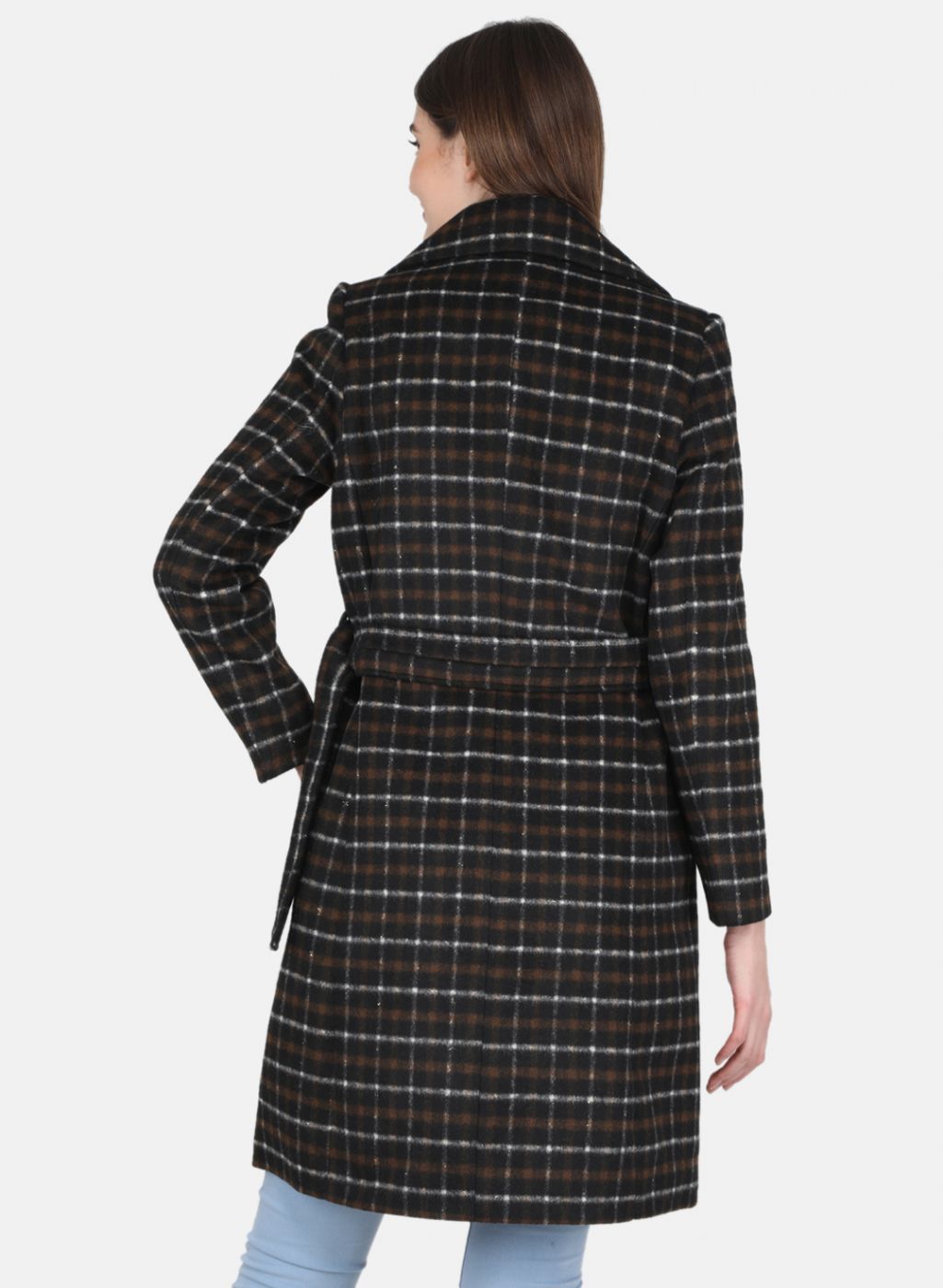 Women Black Check Coat