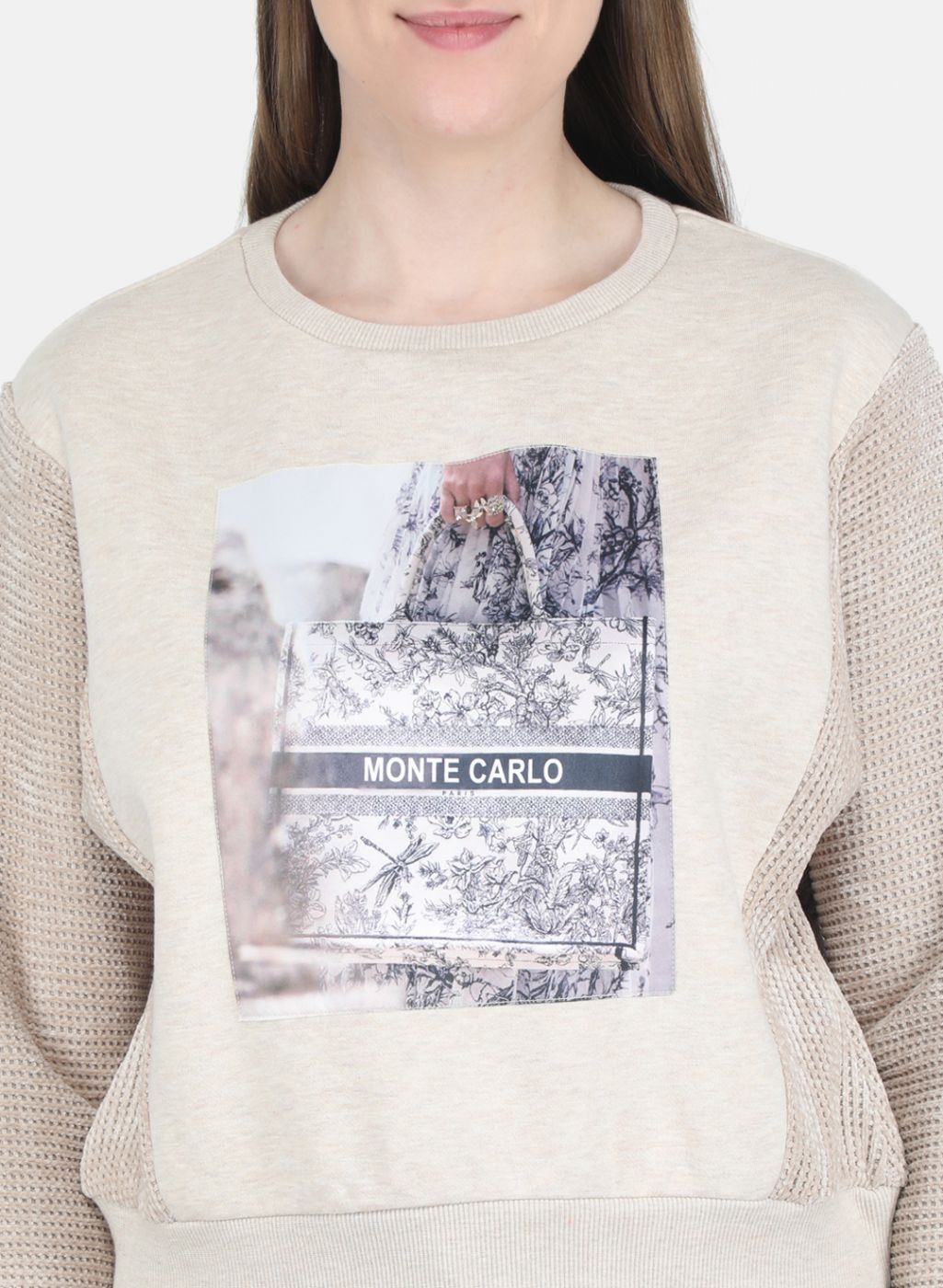 Women Beige Printed Sweatshirt