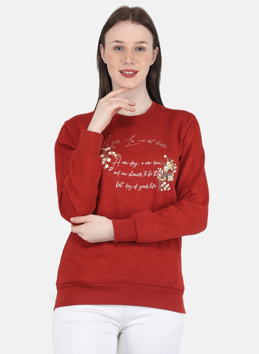 Women Orange Printed Sweatshirt