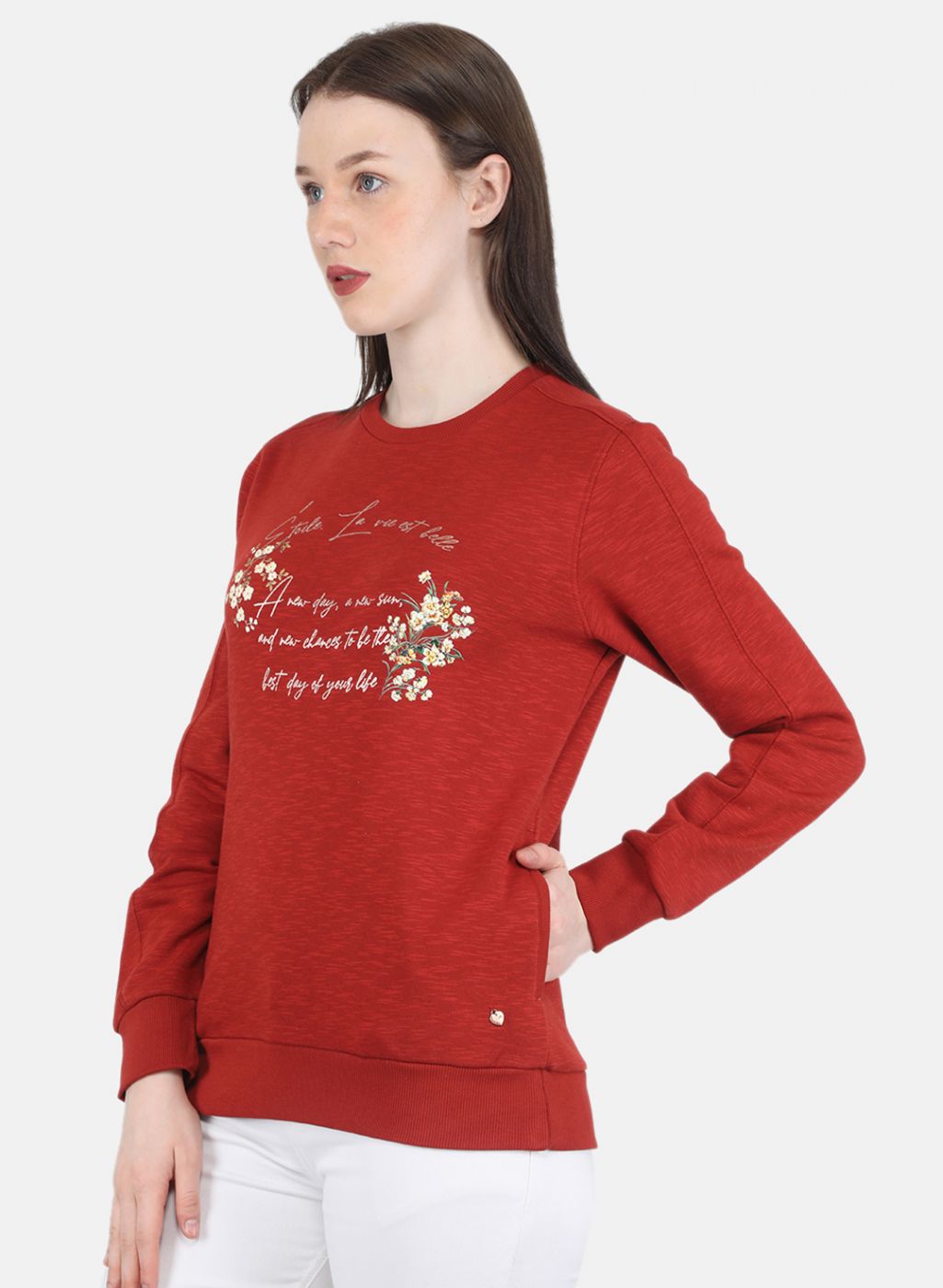 Women Orange Printed Sweatshirt