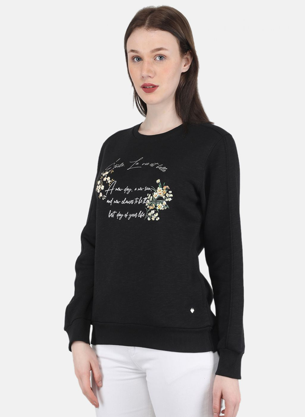 Women Black Printed Sweatshirt
