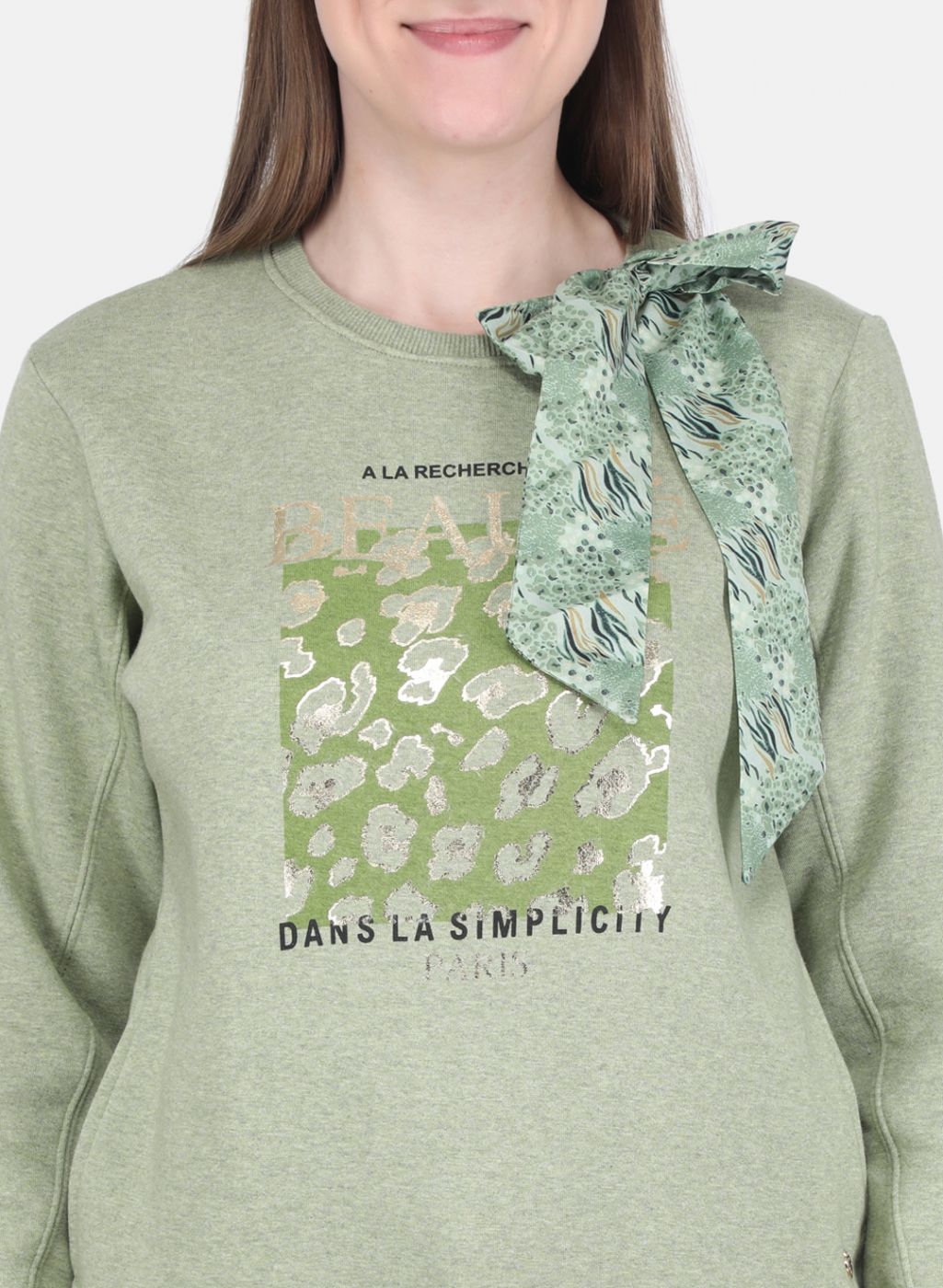 Women Green Printed Sweatshirt