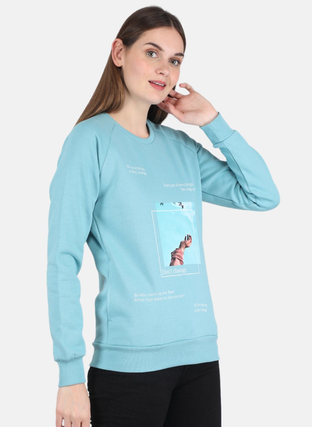 Women Blue Printed Sweatshirt