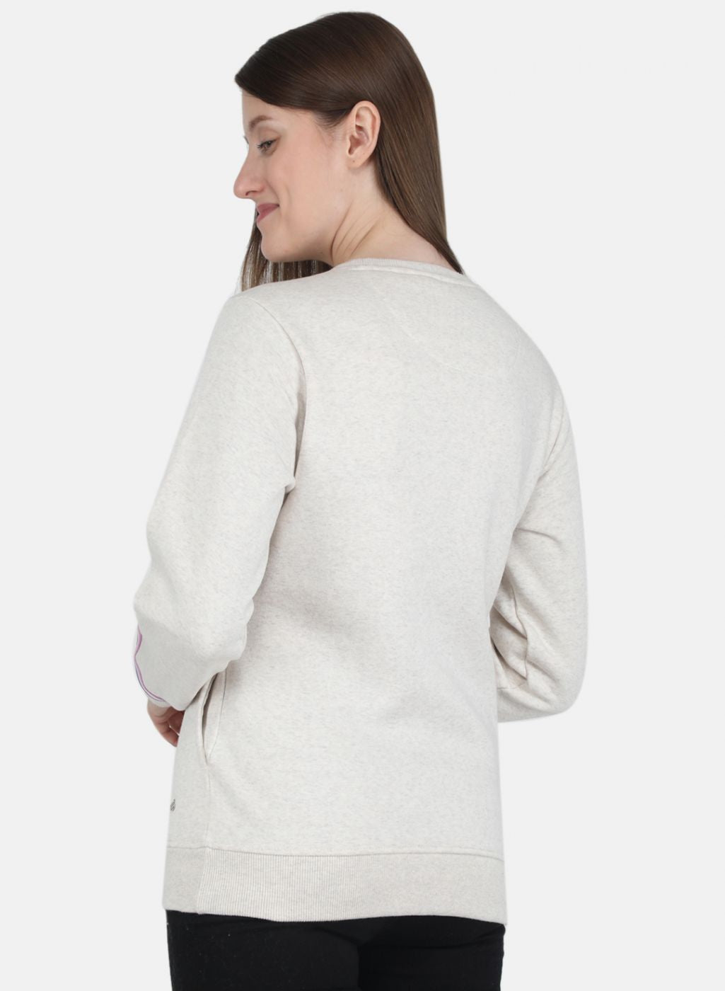 Women Beige Embroidered Sweatshirt
