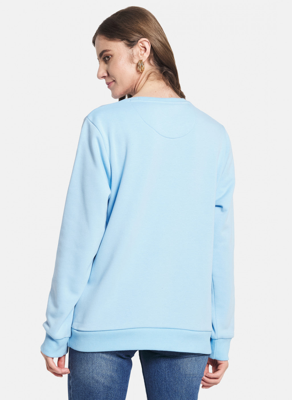 Women Sky Blue Printed Sweatshirt