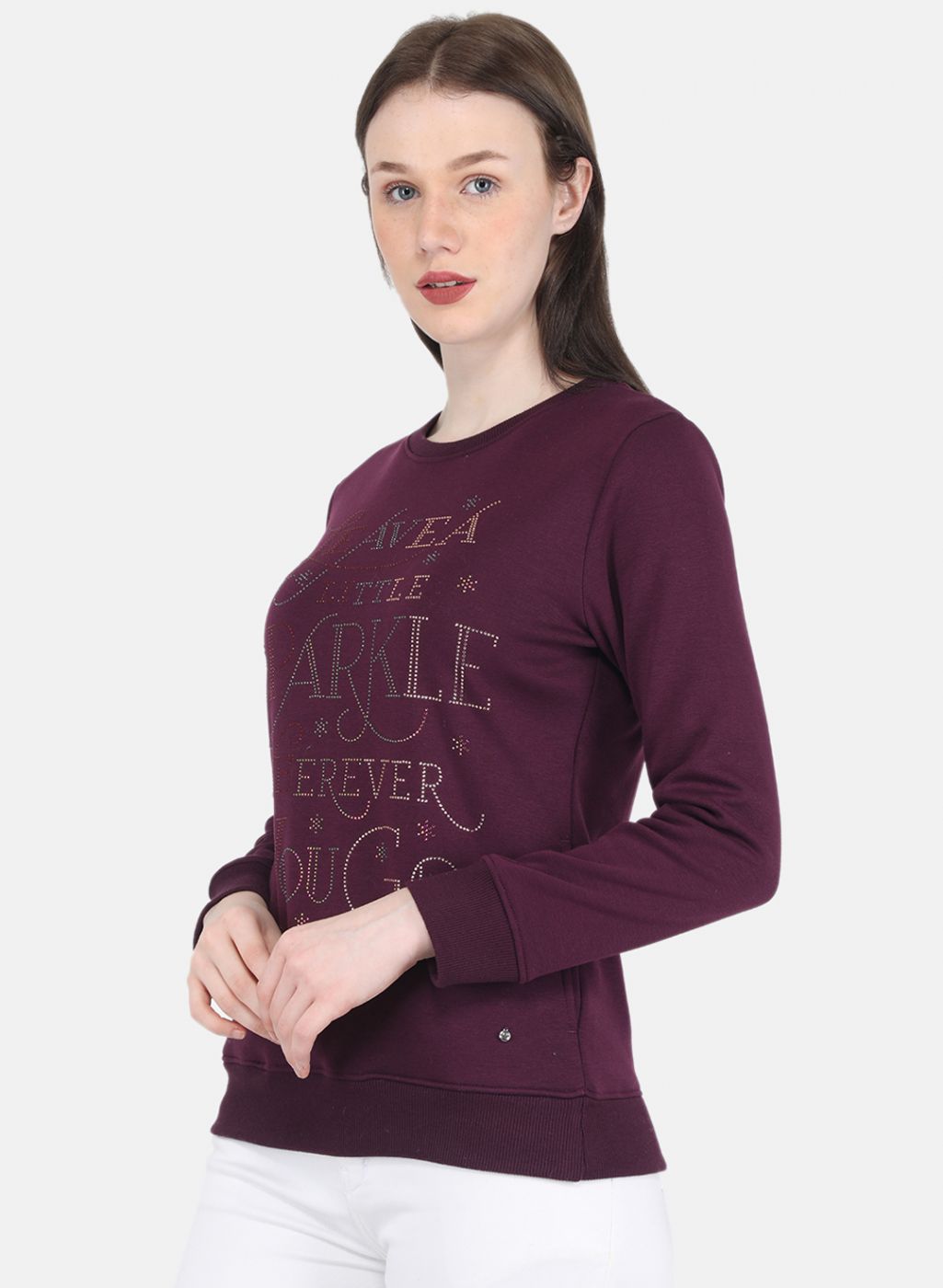 Women Purple Printed Sweatshirt