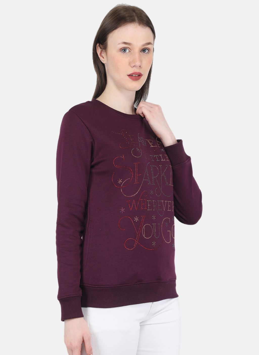 Women Purple Printed Sweatshirt