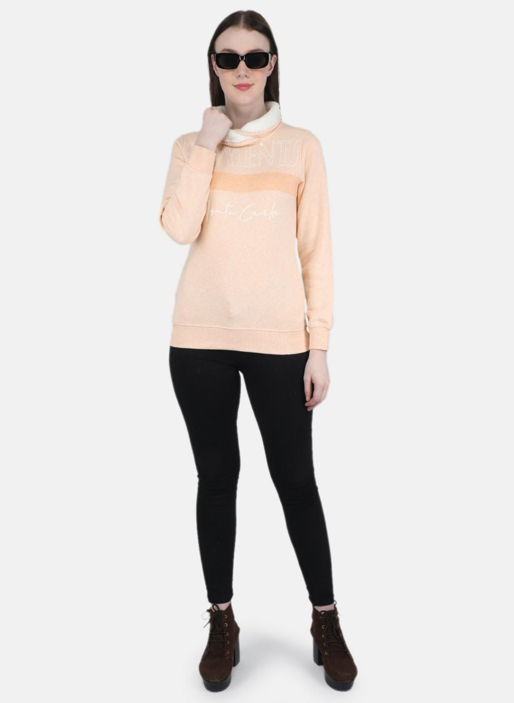 Women Peach Printed Sweatshirt