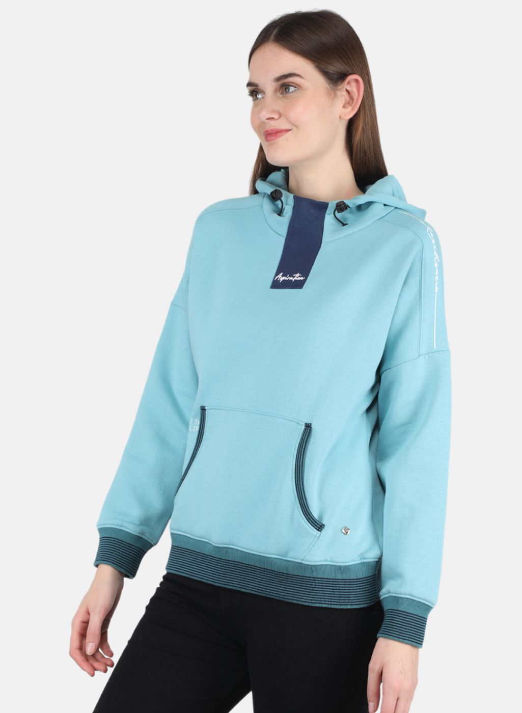 Women Blue Printed Sweatshirt