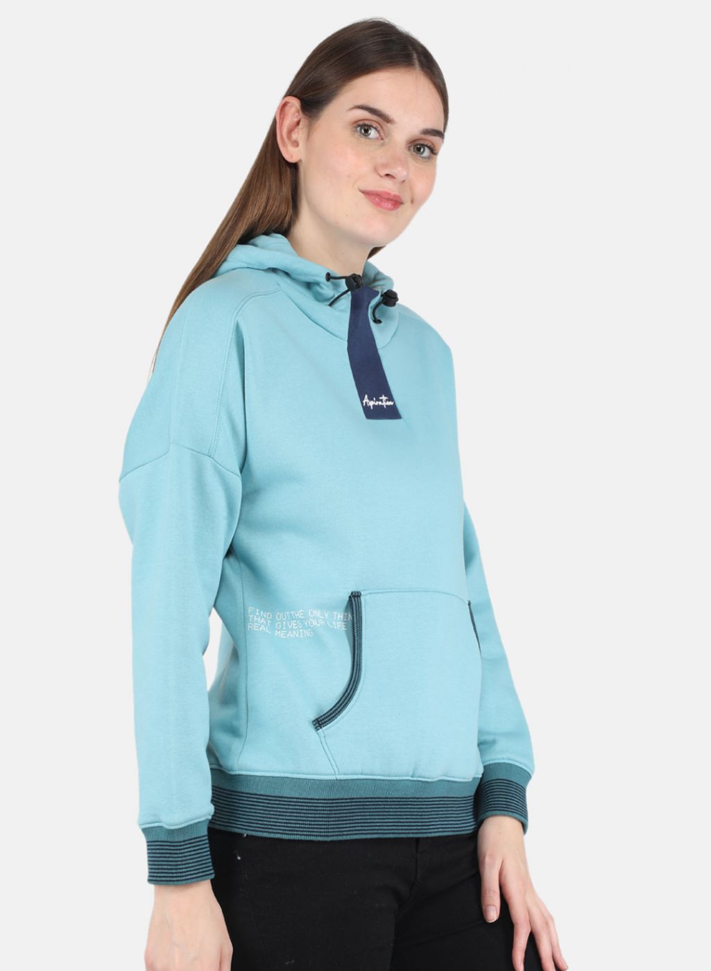 Women Blue Printed Sweatshirt