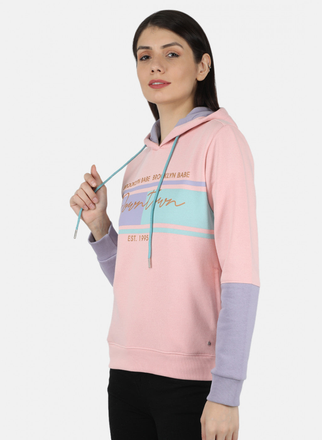 Women Pink & Purple Printed Sweatshirt