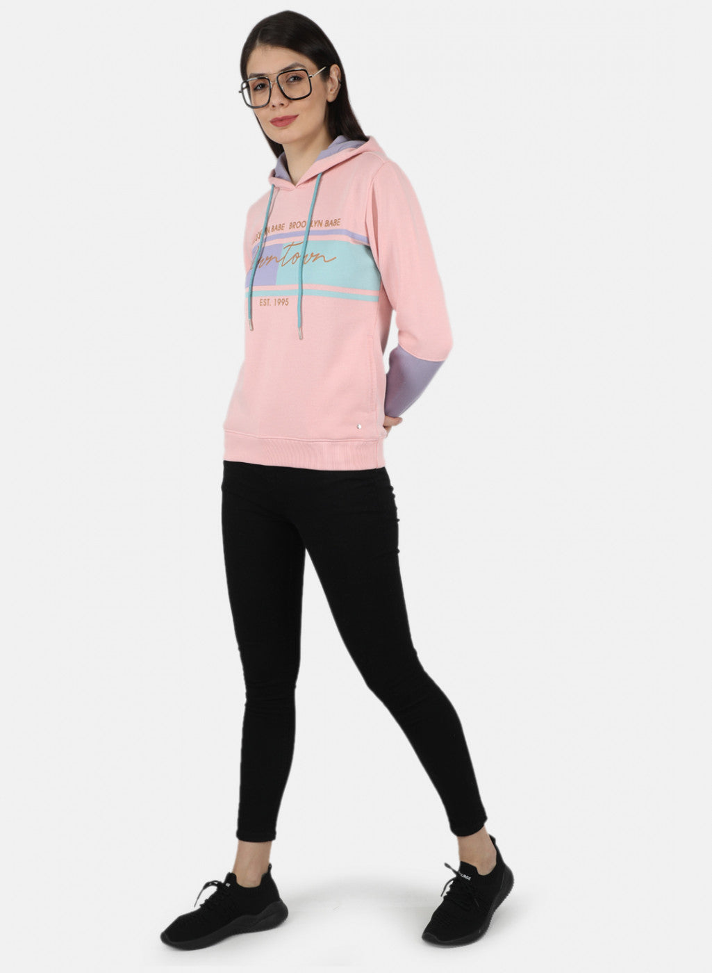 Women Pink & Purple Printed Sweatshirt