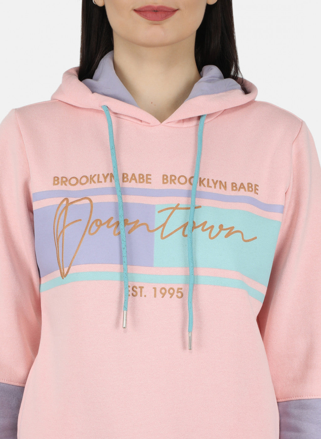 Women Pink & Purple Printed Sweatshirt