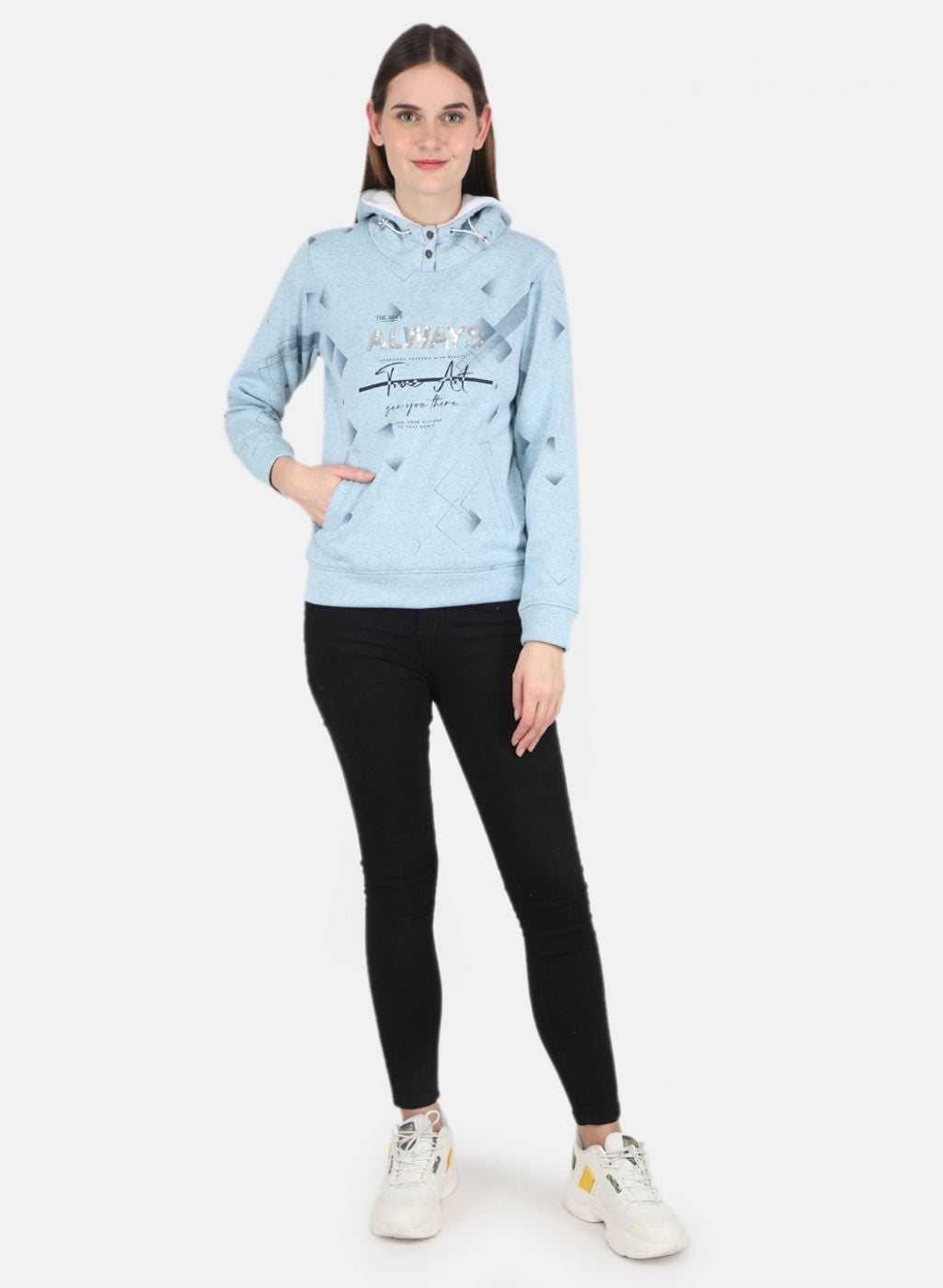Women Blue Printed Sweatshirt