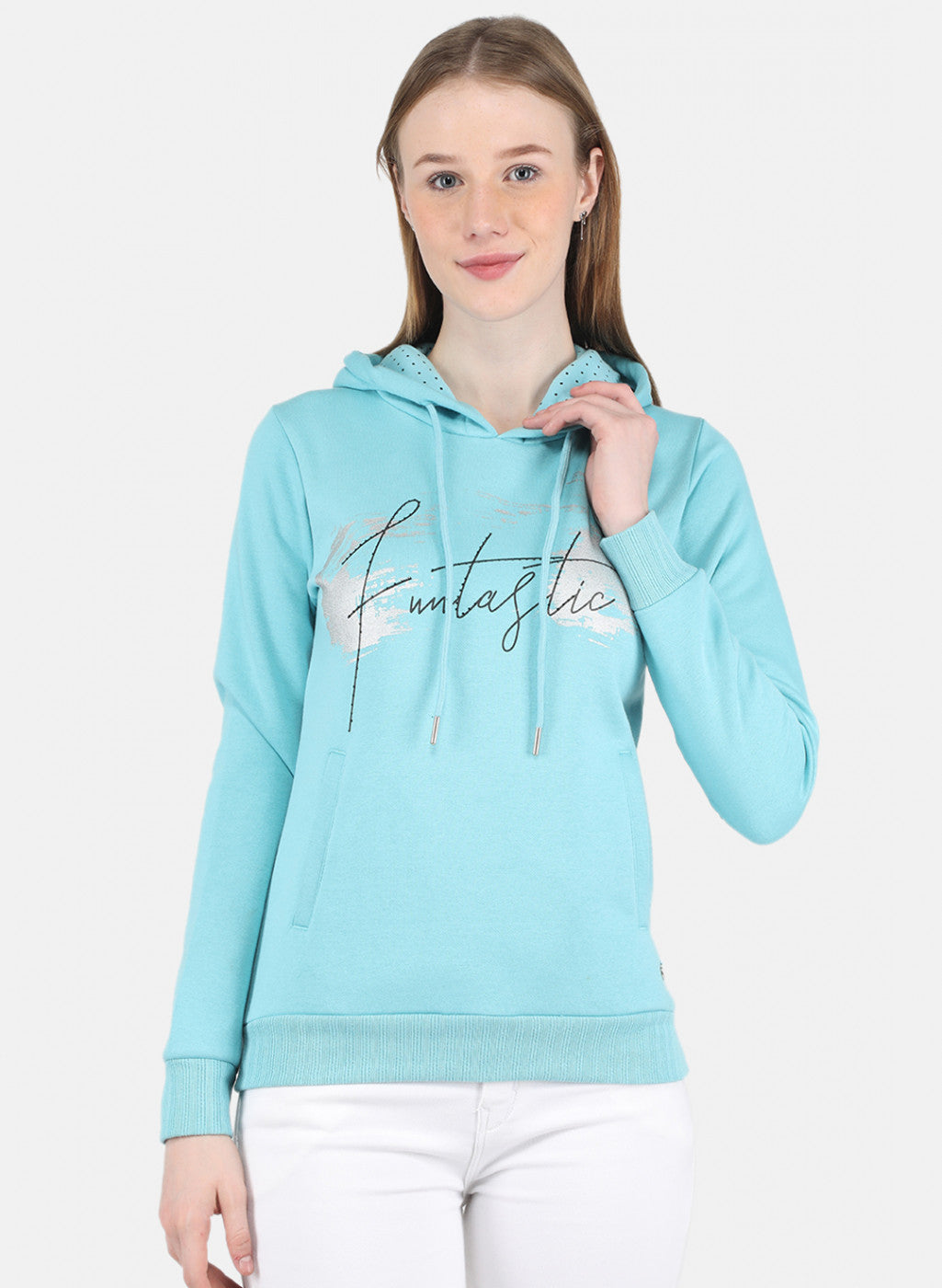 Women Blue Printed Sweatshirt