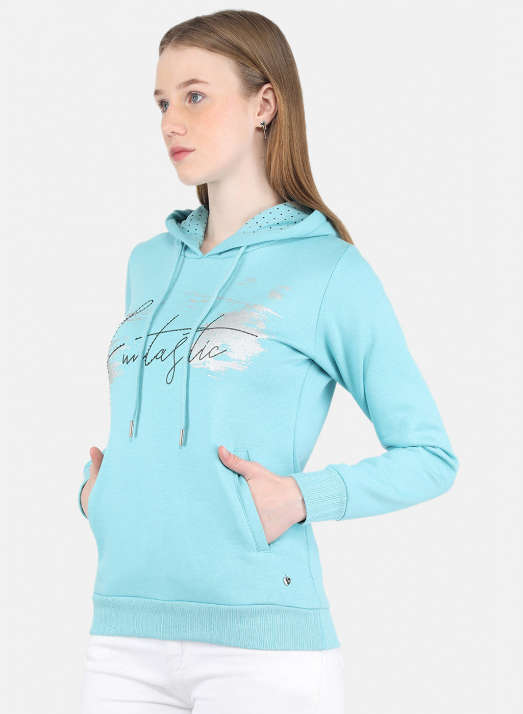 Women Blue Printed Sweatshirt