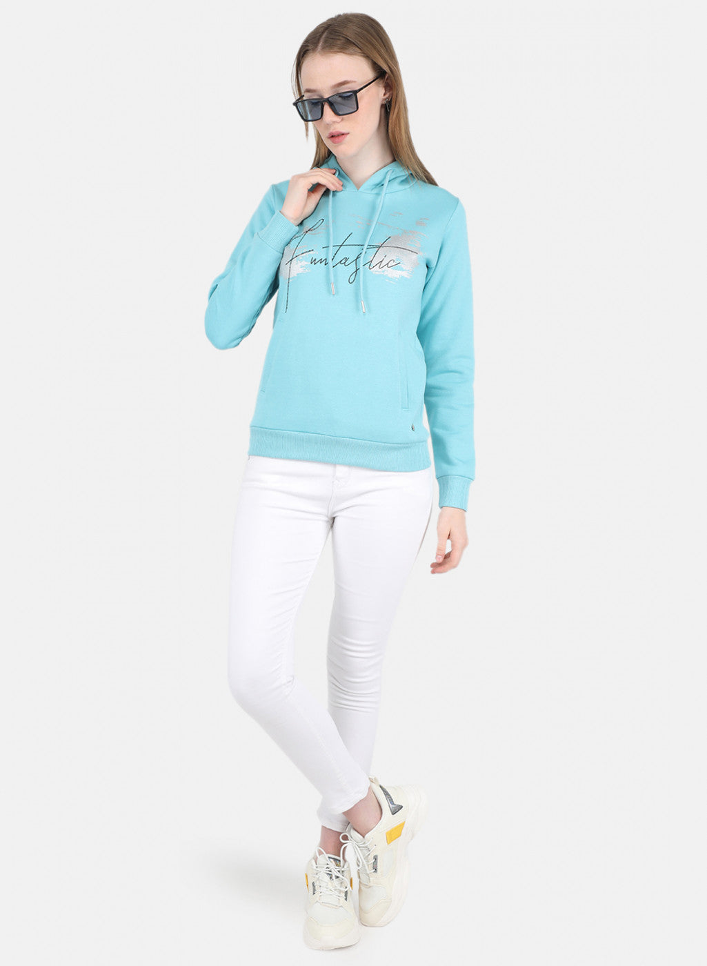 Women Blue Printed Sweatshirt