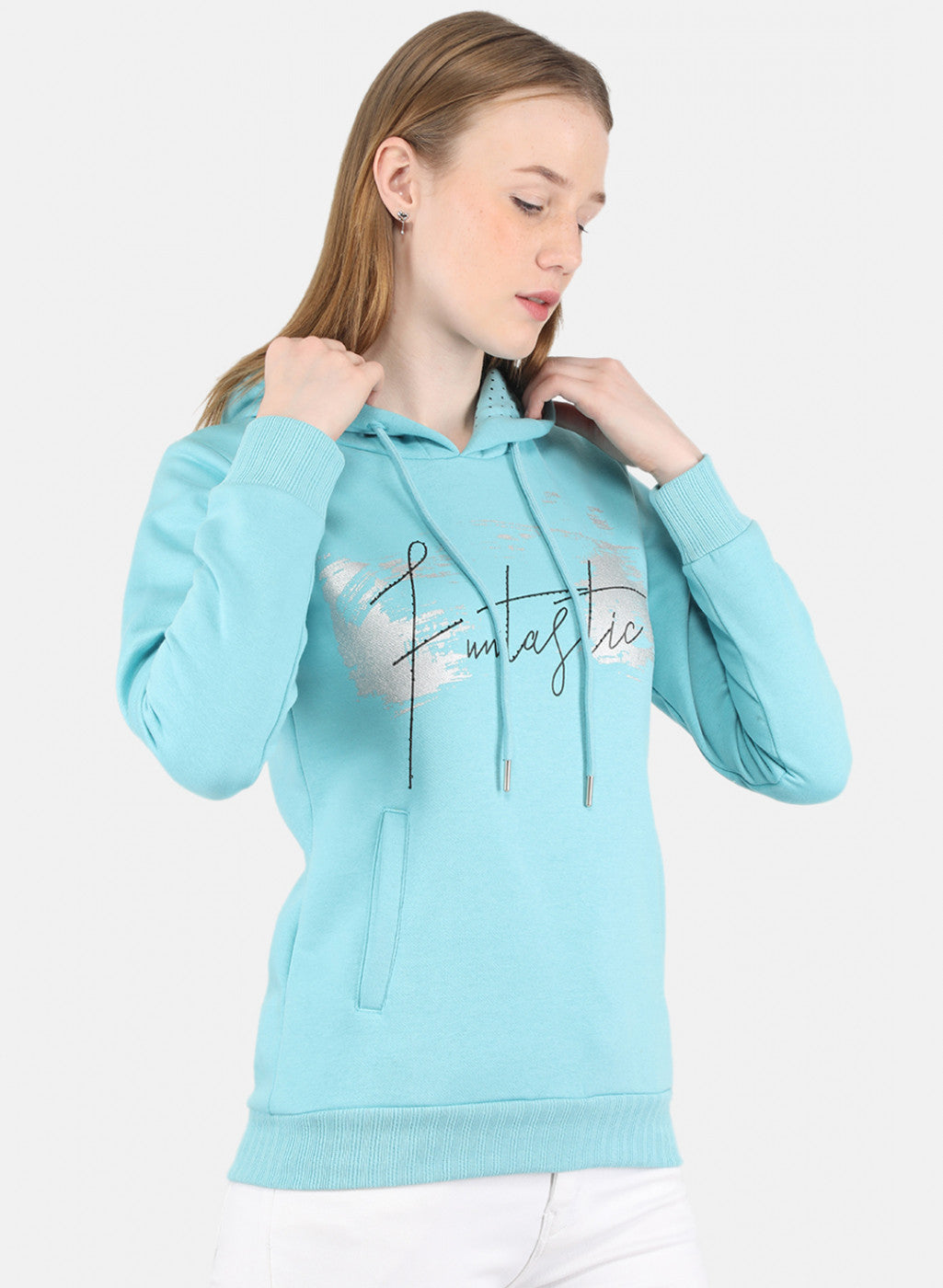Women Blue Printed Sweatshirt