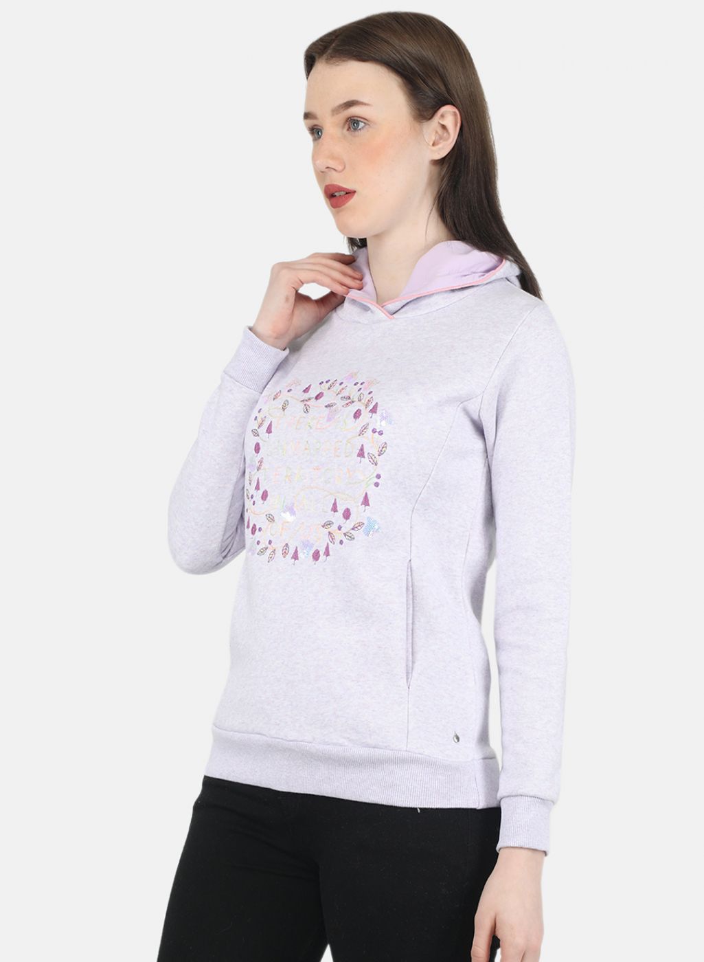 Women Purple Embroidered Sweatshirt