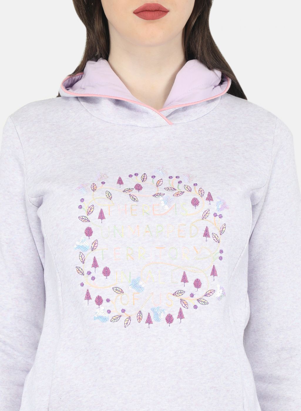 Women Purple Embroidered Sweatshirt