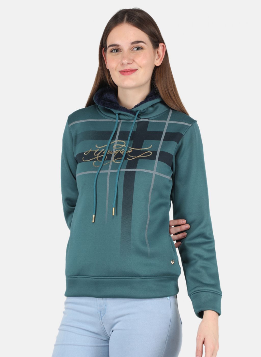 Women Green Printed Sweatshirt