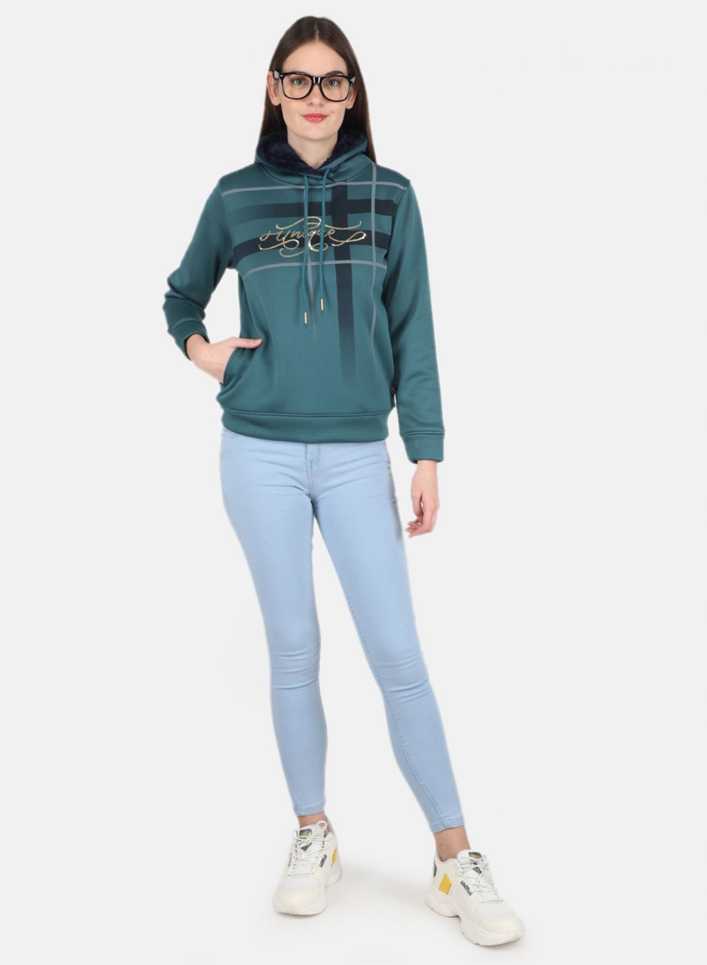 Women Green Printed Sweatshirt