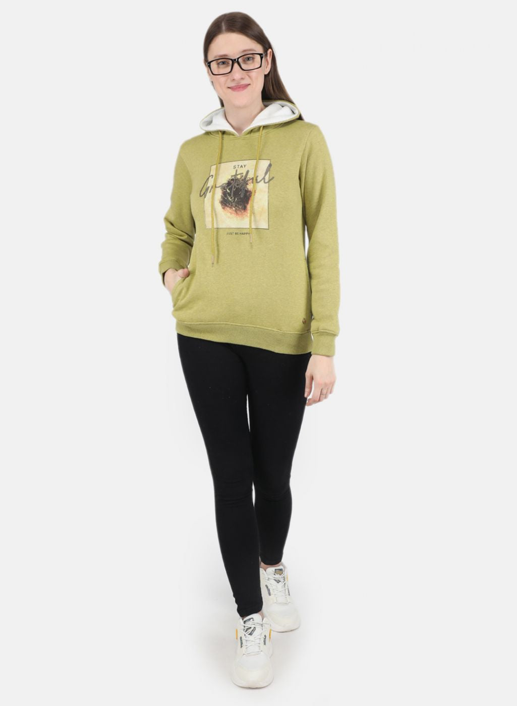 Women Green Printed Sweatshirt