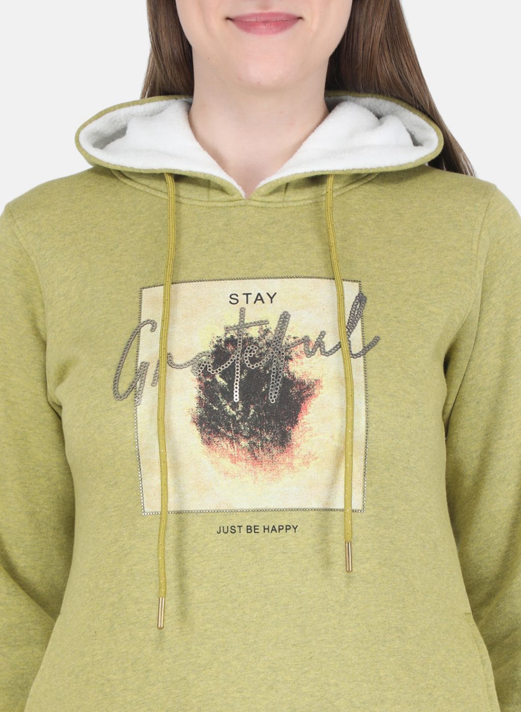 Women Green Printed Sweatshirt