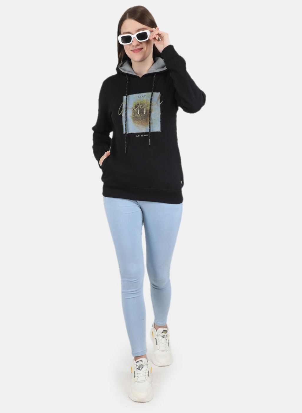 Women Black Printed Sweatshirt